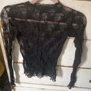 Black sheer lace free people long sleeve